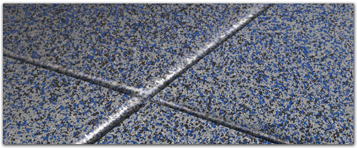 Tech blue garage floor coating - decorative chips